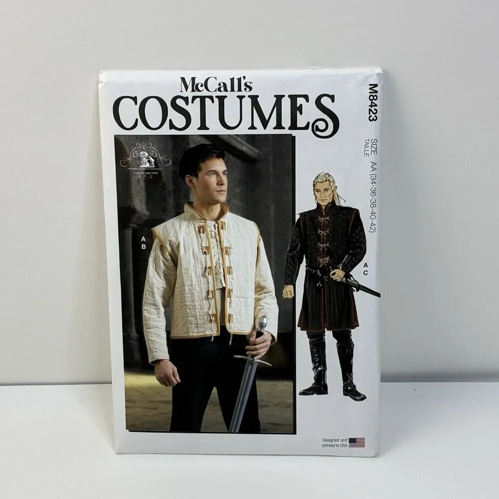 Mens Jacket Vest Shogun Costume Cosplay Size 34-42 UNCUT  Pattern m8423